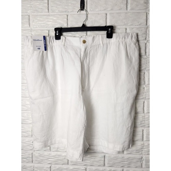 Caribbean Big Man White Linen Shorts Size 48 Relaxed Fit Casual Drawstring NWT - Picture 1 of 9